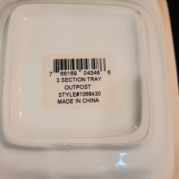 Handpainted Three Section Nature-Themed Ceramic Serving Tray - Picture 8 of 9